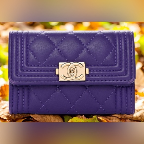 Chanel Luxurious Purple Quilted Wallet with Gold Hardware. With COA. - Picture 1 of 10